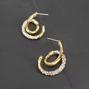 NEW Alexis Bittar Solanales Twisted Orbit Earrings Gold Silver C Z  F06